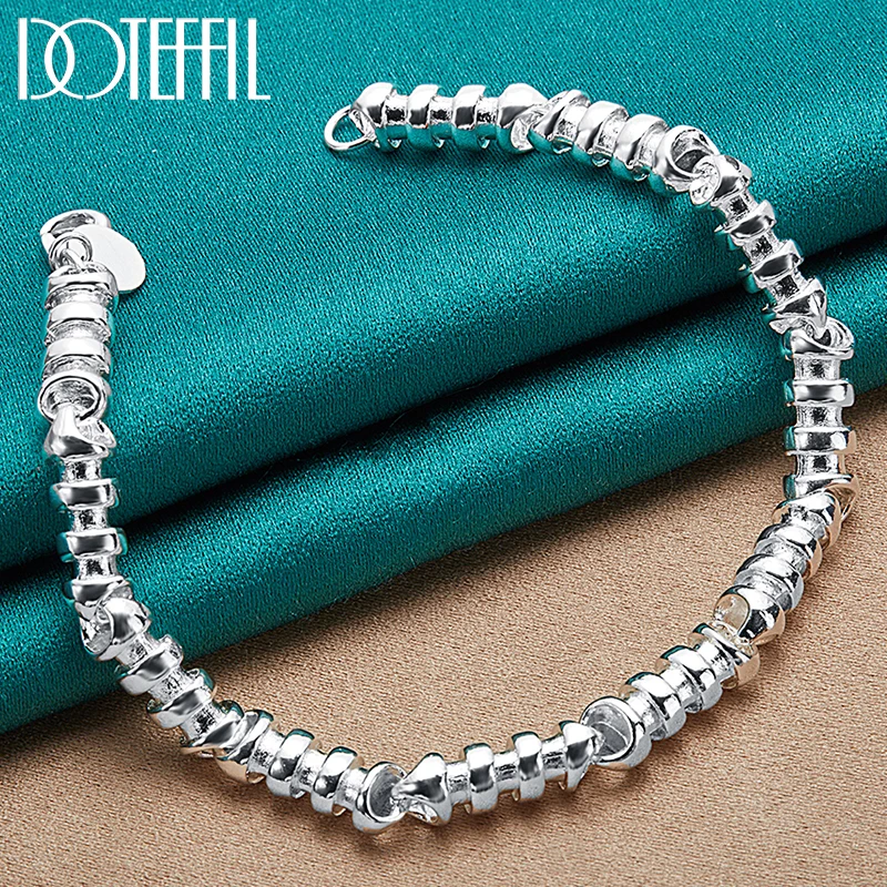 DOTEFFIL 925 Sterling Silver Bamboo Joint Chain Bracelet For Women Man Wedding Engagement Party Fashion Jewelry