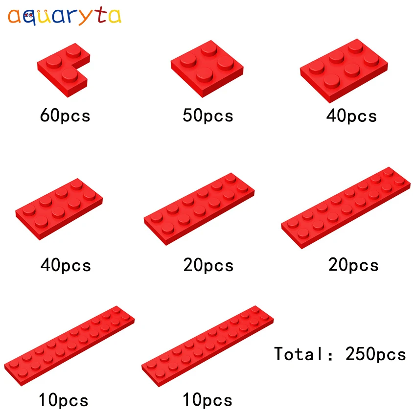 

Aquaryta Building Blocks Parts Red 250pcs/bag Plate Compatible 2420 3022 3021 3020 3795 3034 3832 2445 MOC DIY Toys for Children