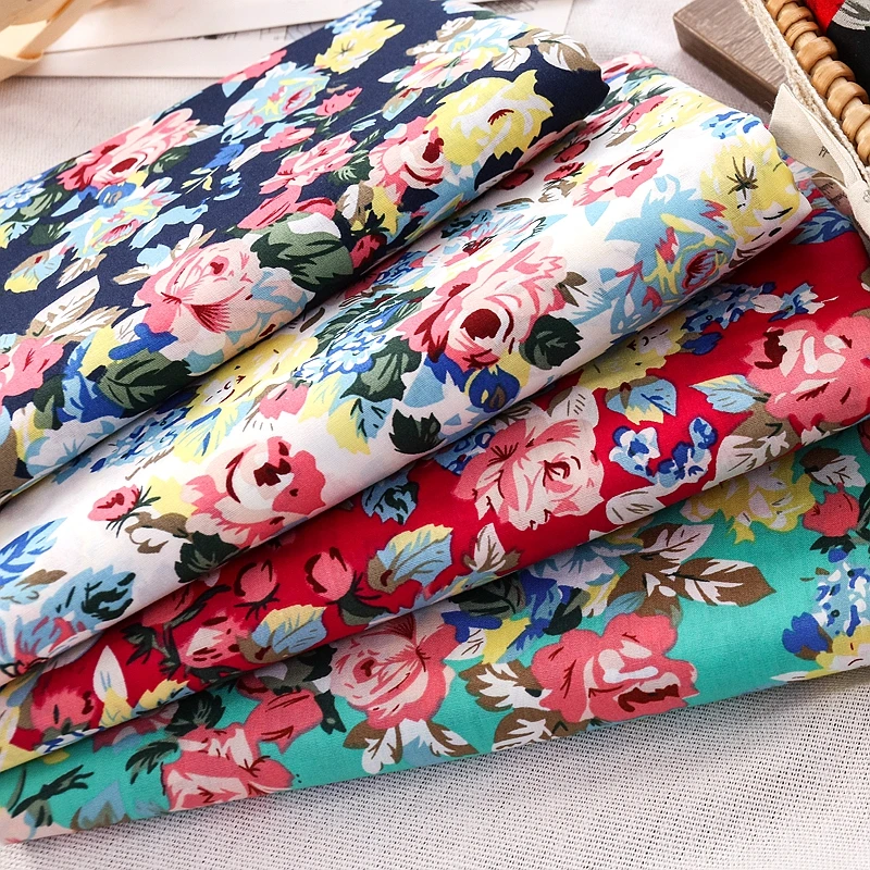 Vintage Rose Printed Fabric for Sewing Fashion Shirt, Thin and Soft Cotton Poplin, Hot Sale, TJ1388