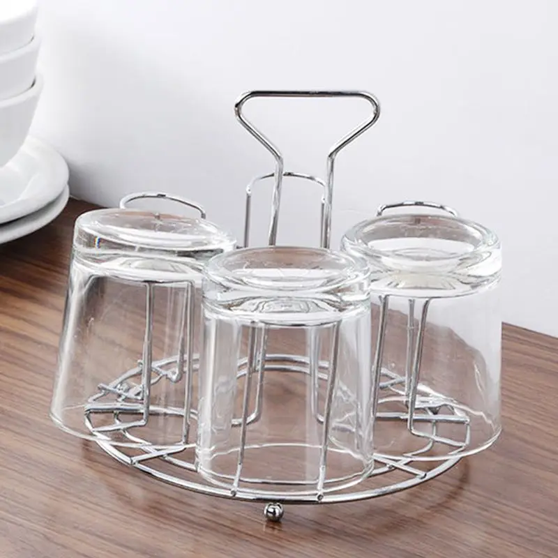 Stylish Mug Tree Iron Holder Coffee Cups Drain Organizer 6 Racks Stand Bottle Dish Drying Kitchen Living Room Accessory 19QB