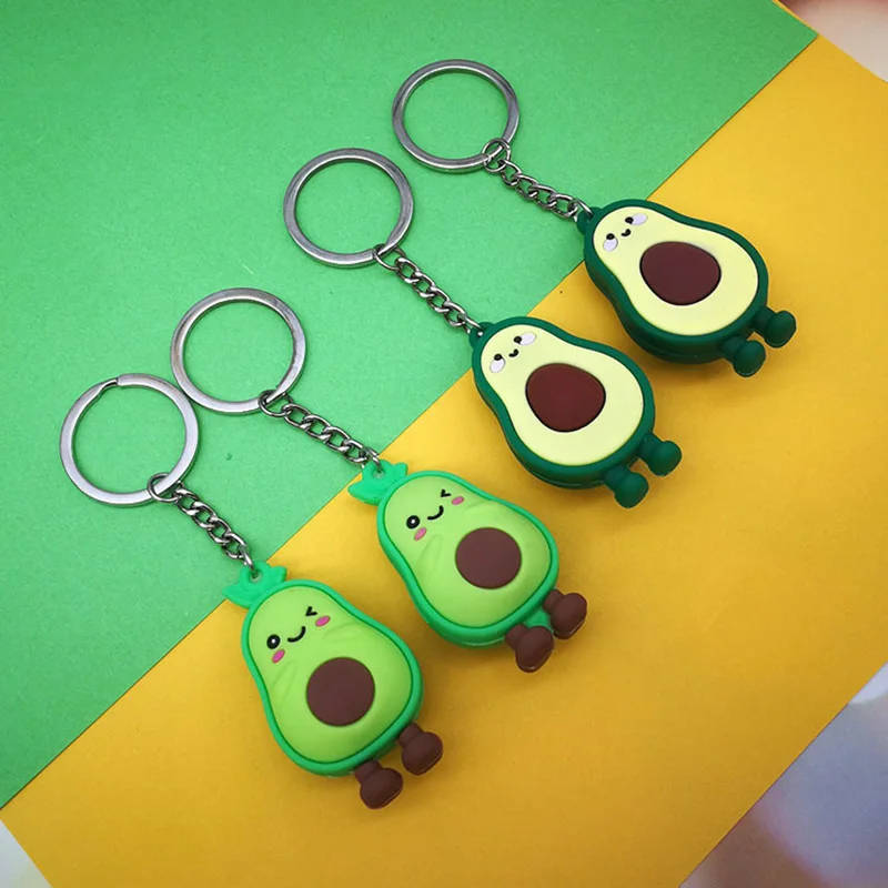 Cute Simulated Fruit Avocado Keychain 3D Soft Resin Smiling Avocado Keychains Couple Jewelry Women Fashion Christmas Small Gift