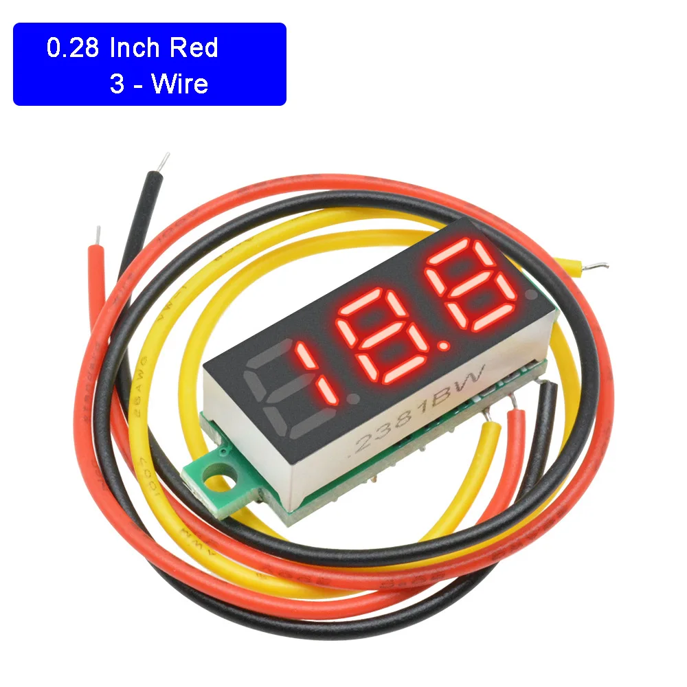 0,28 kék 3-vezetékes LED DC 0-100V Voltmeter digitális kijelző feszültség panel mérő 0,28 kék 3-vezetékes LED DC 0-100V Voltmeter digitális kijelző feszültség panel mérő