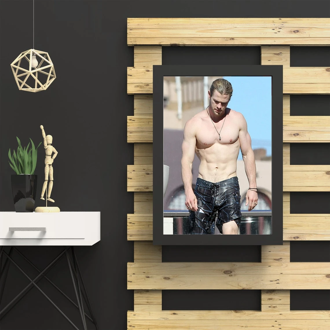 لوحة جدارية لتزيين المنزل من كريس هيمسوورث (بدون إطار) #4