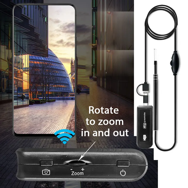 منظار داخلي 5.5 مللي متر مع صندوق Wifi 6 LED 720P HD, كاميرا فيديو صغيرة ، بوريسكوب ، أنبوب فحص مقاوم للماء ، كاميرا لهواتف آيفون وأندرويد
