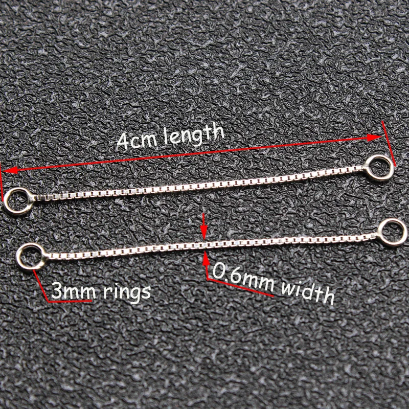 4pcs/lot 4cm Long Box Chain 925 Sterling Silver Extended Chain for DIY Necklace Extension Chain Jewelry Making