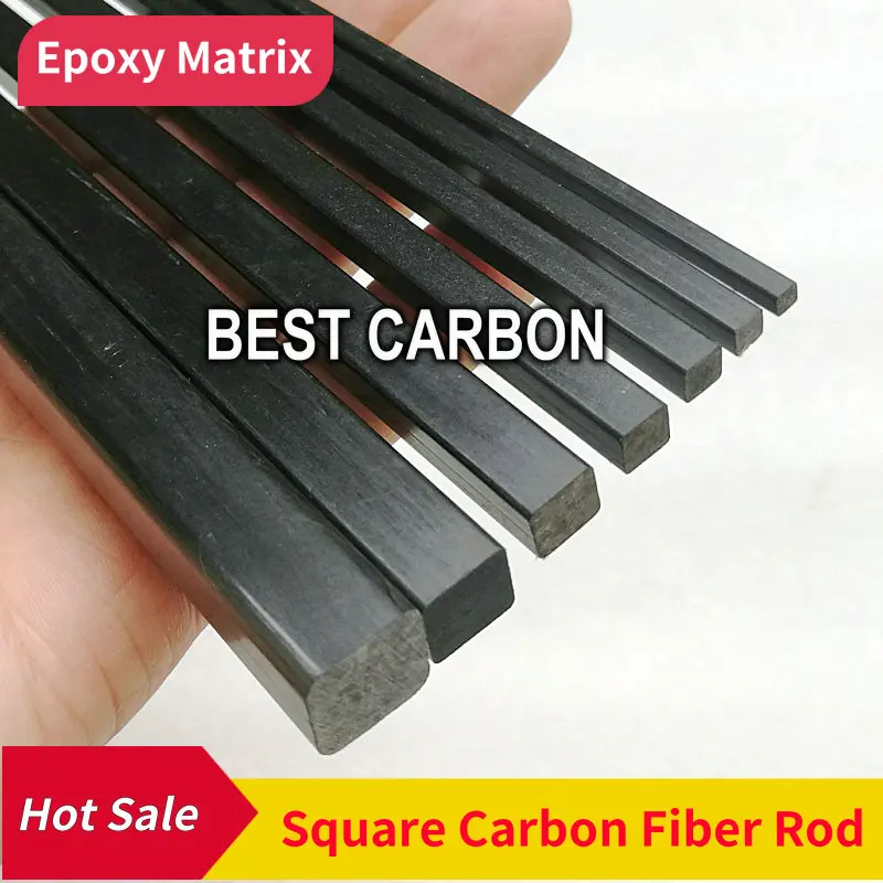 Free shipping 500mm length Pultruded Square Solid Carbon Fiber Rod ,CFR rods, Rigid rod, kite pole,building pole, CFK stab