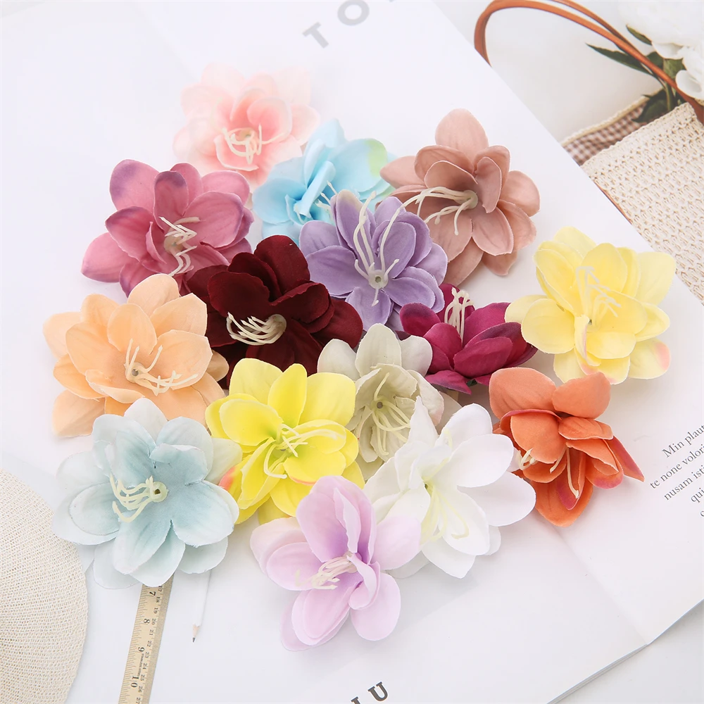 10/20 Pcs Artificial Jasmine Head Flowers Floral White Fabric Flower Head Craft Home Decor Wedding Wreath Crafts Fake Flowers