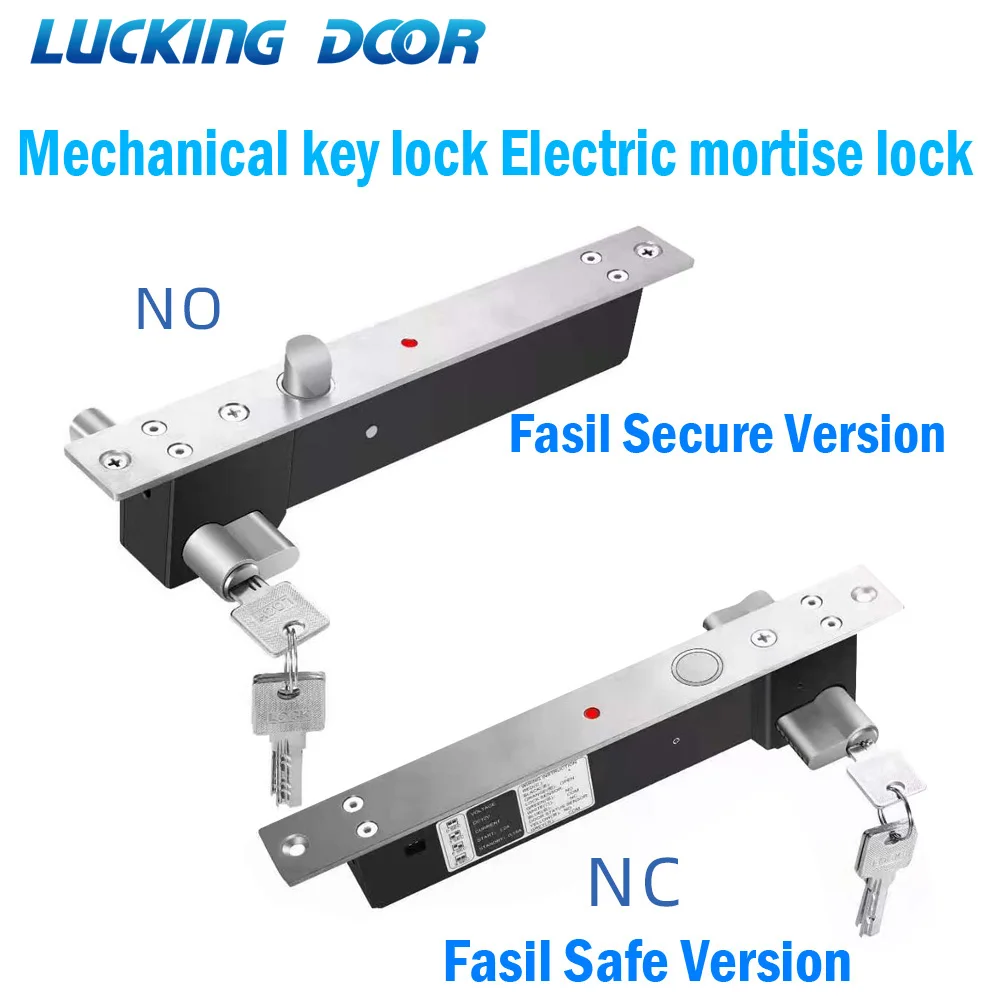 DC 12V  Electric Bolt Lock With Mort Lock Cylinder Mechanical Key Electric Mortise Bolt Lock  Fail Safe Fail Secure