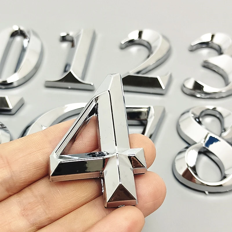 5cm 3D Silver Plastic Numeral House Number Sign Plating Gate Digits Tag Hotel Home Sticker Address Door Label Plaque Sign #0-9