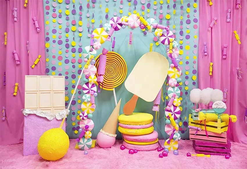 Mehofond Photography Background Girl Colorful candy chocolate Donut Macaron Birthday Newborn Baby Shower Photo Studio Backdrop