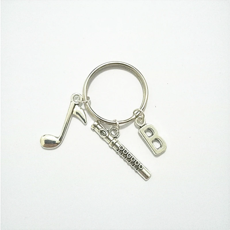 Music Note Key Ring/ Keychain / Zipper Pull - Handmade Gift - Flute Keychain Initial Keychain Dropshipping