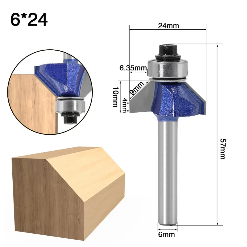 6mm  Shank 45 Degree Chamfer Router Bit The high quality Edge Forming Bevel Woodworking Milling Cutter for Wood Bits