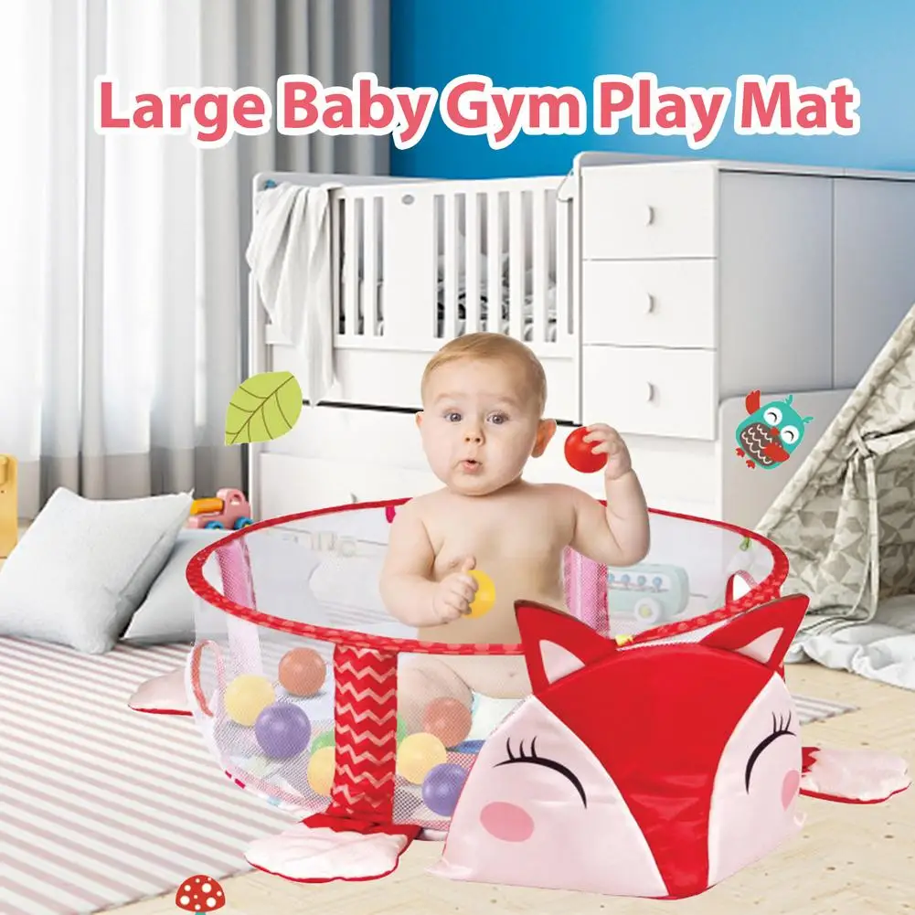 3 In 1 Baby Gym Paly Mat Marine Ball Pool Baby Crawling Blanket Infant Game Pad Play Rug Fox Design Baby Play Mat With Fence