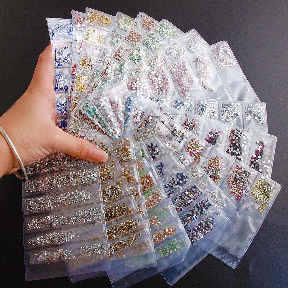 Super Glitter Rhinestones 14 Colors ss3-ss10 Non HotFix FlatBack Glass Nail Art Rhinestones Nail Scrapbook Decorations