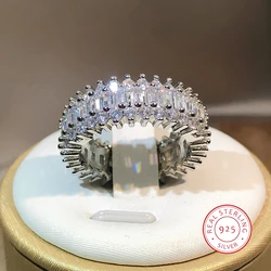독특한 브랜드의 새로운 럭셔리 쥬얼리 925 스털링 실버 후작 컷 화이트 AAAAA 큐빅 지르콘 여성 웨딩 신부 반지 선물