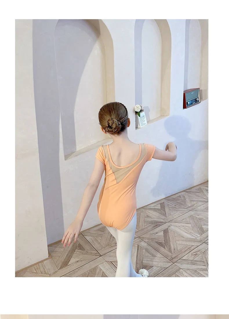 Body Ginnastica Artistica Per Bambina Con Manica A Sbuffo E Spalline Incrociate - Rosa, Taglia 6-8 Anni (120-130 Cm) - Boruizhen - 4