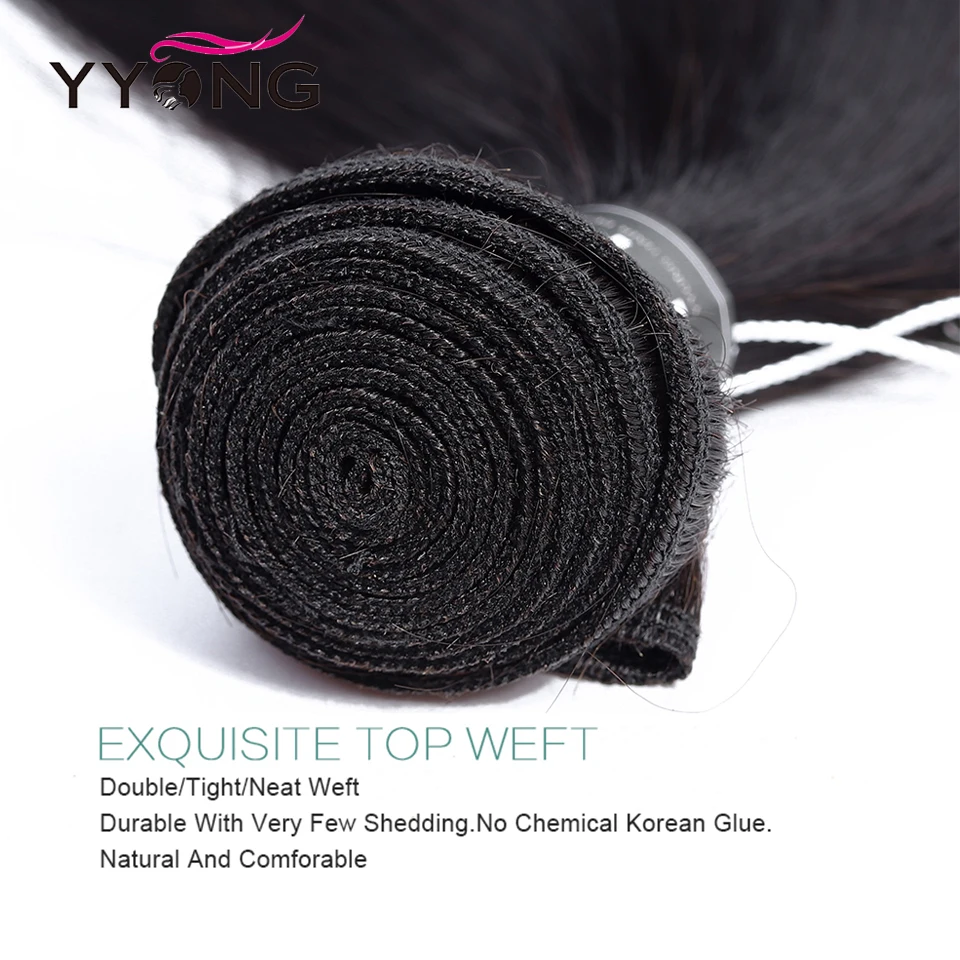 YYong Straight Hair Bundles With 6x6 Lace Closure Remy Brazilian Human Hair Weave Bundles With Closure Hair Extension