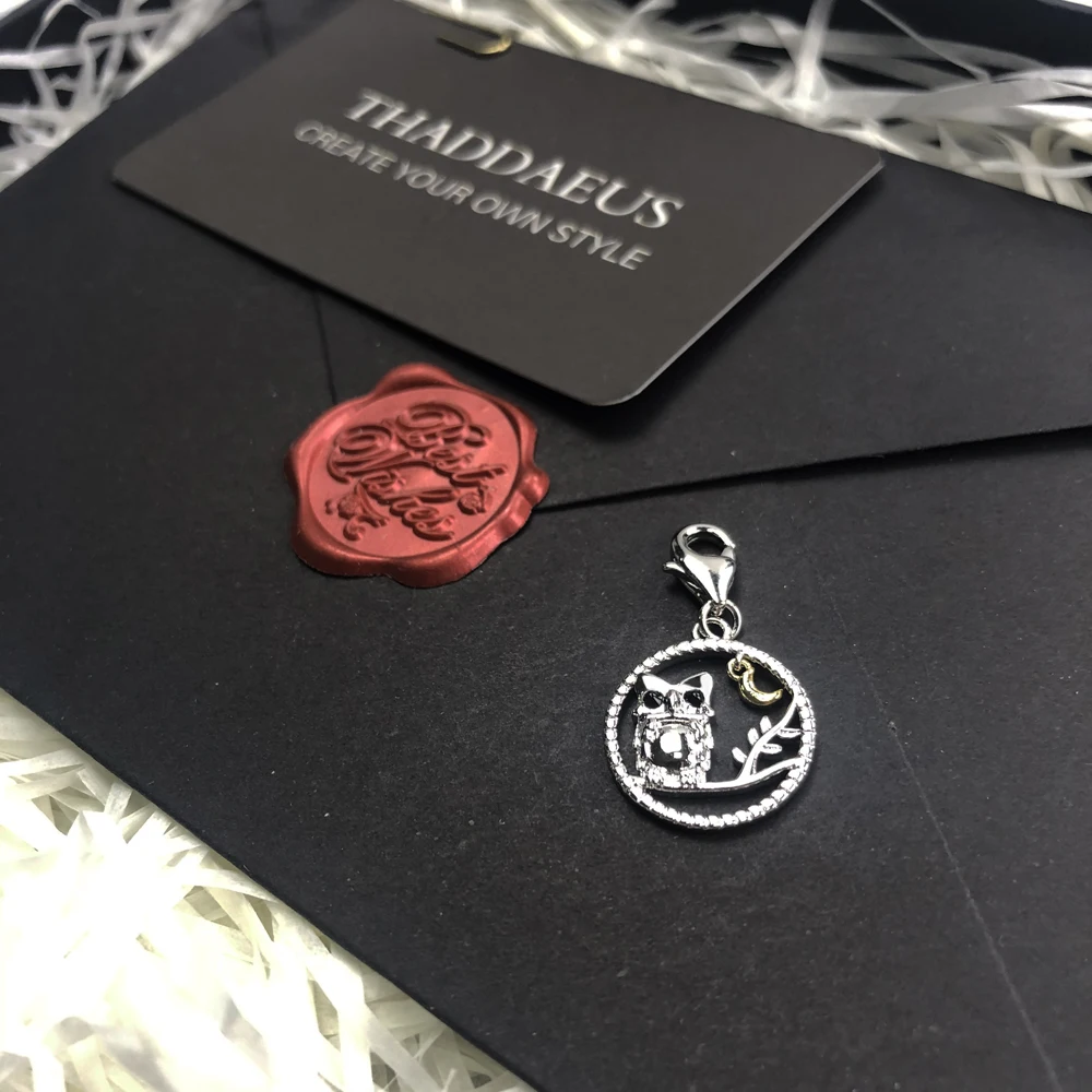 Anhänger Eule & Mond aus 925er Sterlingsilber für Damen und Mädchen, neuer trendiger Schmuck – Detail 4