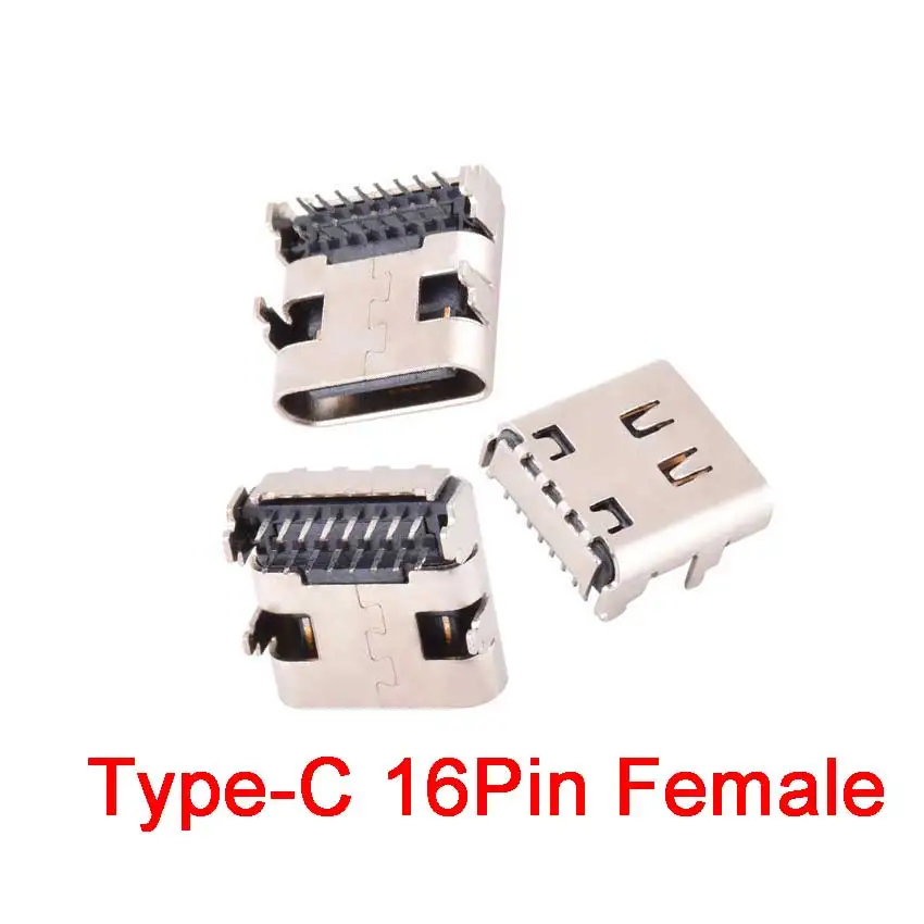 5Pcs/Iot USB 3.1 Type-C 16 Pin Female Socket SMD DIP PCB Connector For PCB Design DIY High Current Fast Charging Micro USB