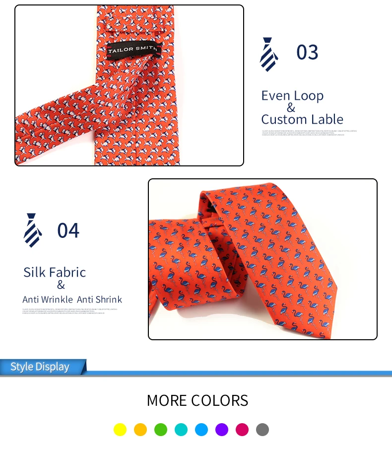 Schneider Smith Neue Mode Gedruckt Tier 100% Silk Krawatten Flamingo Hund Schafe Druck Männer Anzug Freizeit Muster Silk Krawatte Krawatte – Detail 4