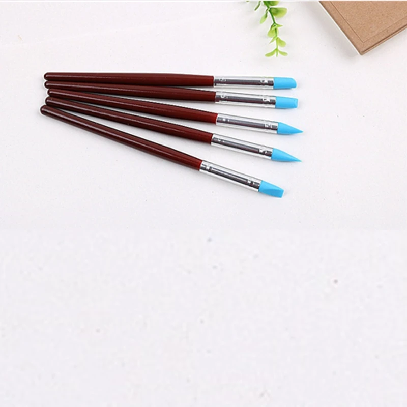 Pinceles de goma con punta de silicona para pintura, herramientas de modelado de escultura de arcilla, punta de goma para tallado de pintura, 3mm/8mm, 5 unidades