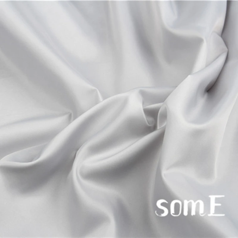 Soild Color Twill Silk Satin Fabric Black White Silk Polyester Cloth DIY Packing Gift Box Dress Clothes Lining 100cm long