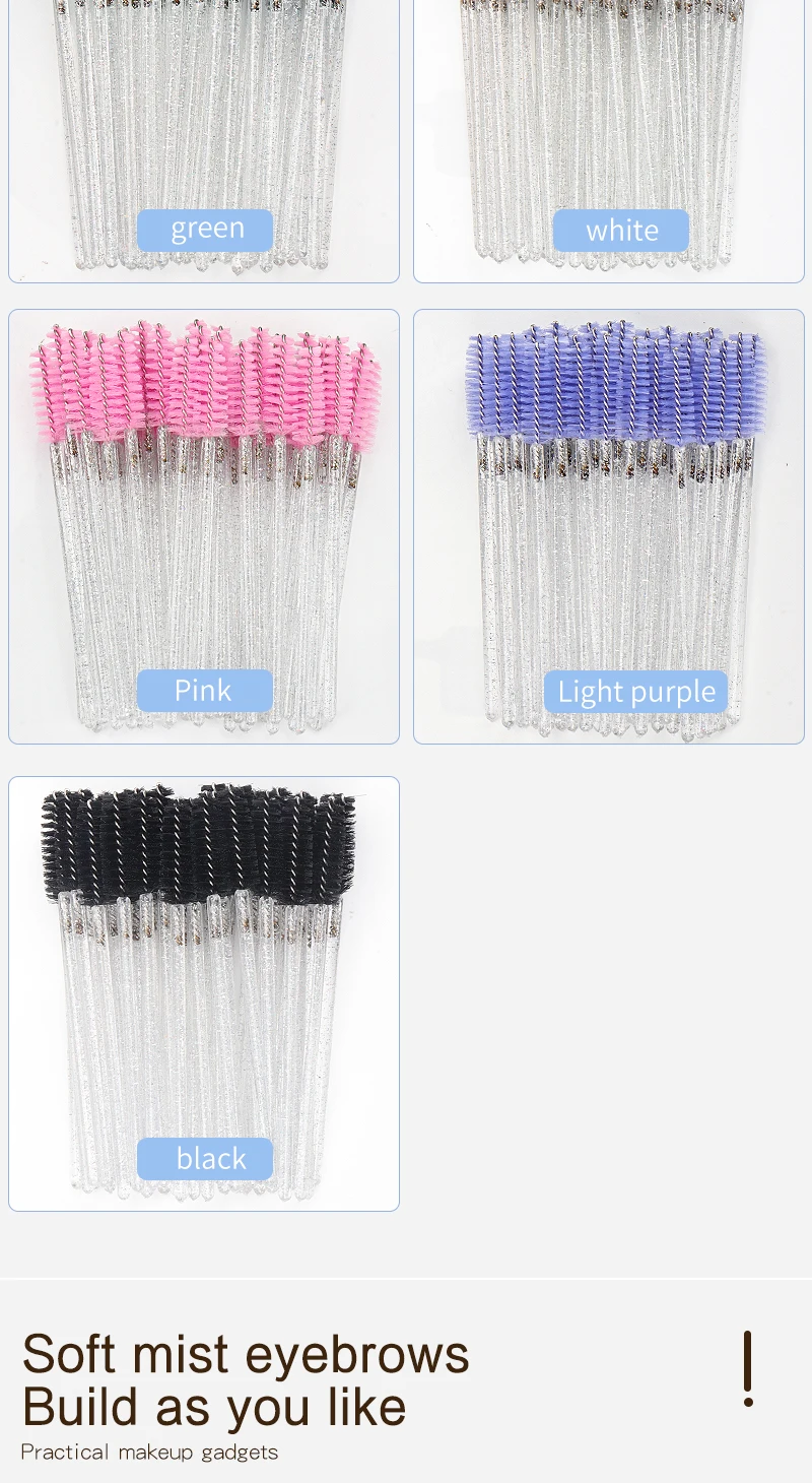 50Pcs Kosmetische Wimpern Pinsel Wimpern Make-Up Pinsel Einweg Weiß Kristall Mascara Zauberstäbe Pinsel Wimpern Verlängerung Werkzeuge – Detail 3