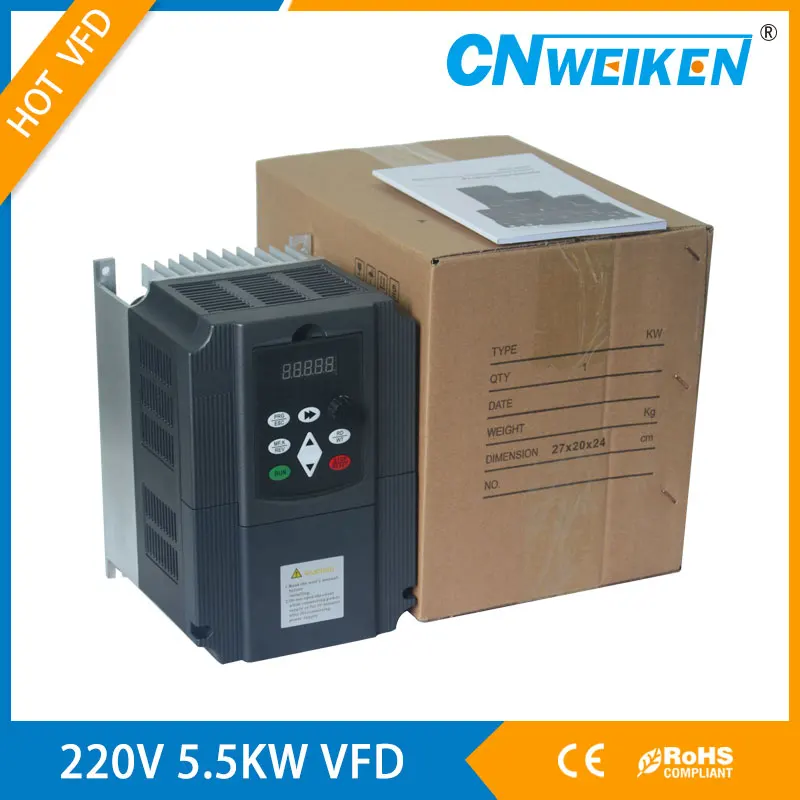 VFD Variable Frequency Drive Inverter 1HP Input 3HP 220V or 380v 7.5kw Output Frequency Converter Fan motor speed control