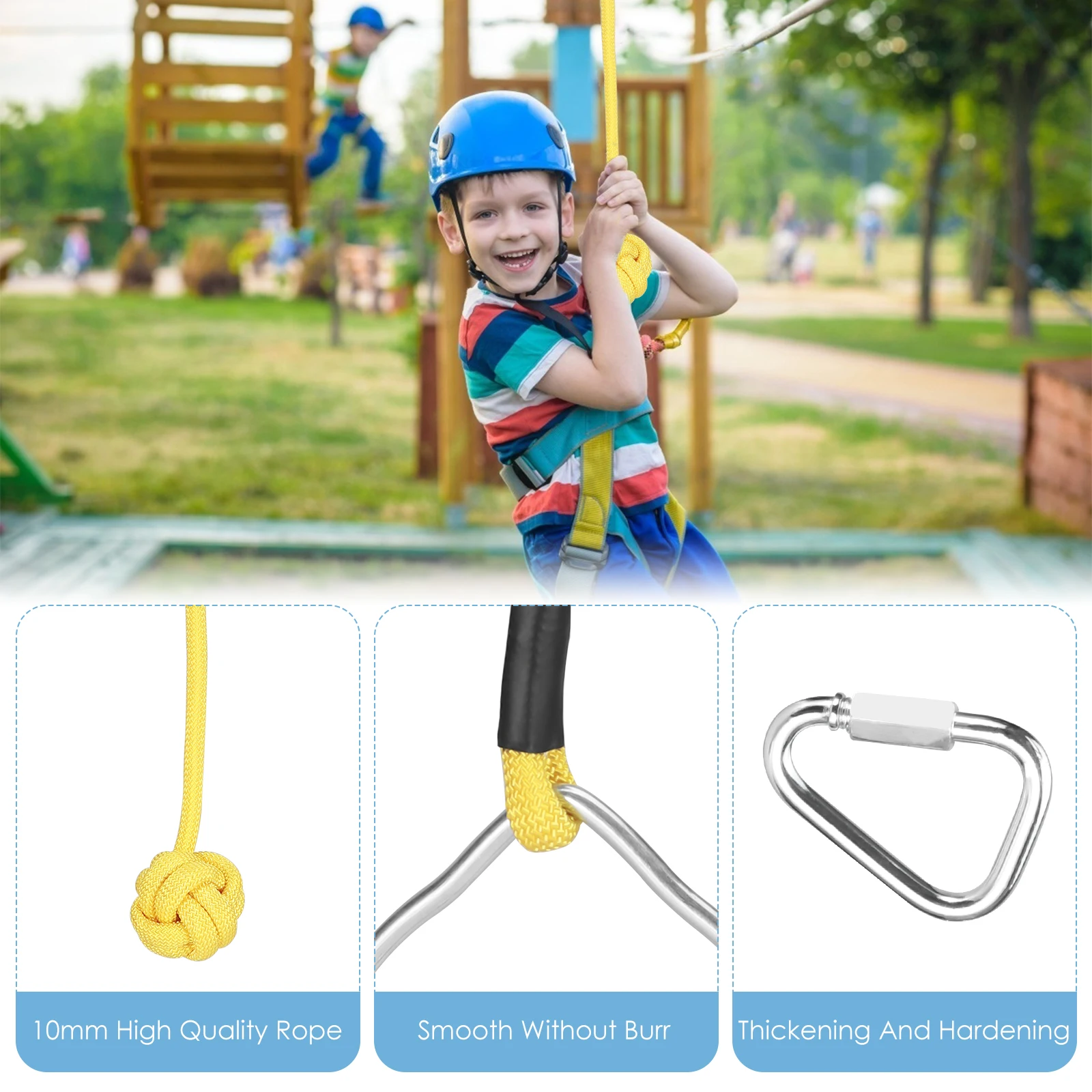 EU UK Stock 50FT Ninja Warrior Obstacle Course Training Equipment for Adult Kids Climbing Rope Ladder,Rope Ball & Hanging Stick