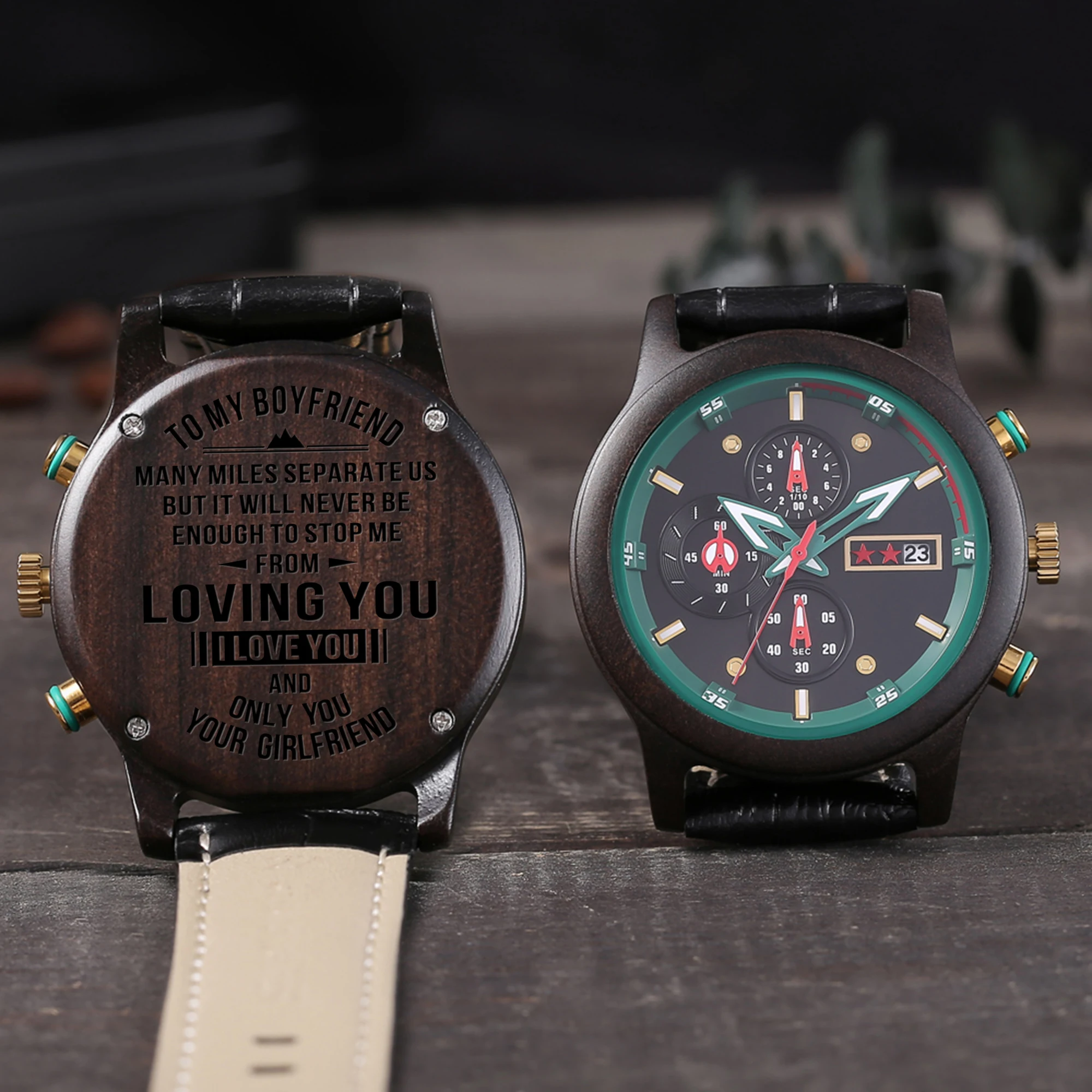 To My Boyfriend Luxury Waterproof Engraved Watches Sport Men Watches Wrist Wathes Military Birthday Anniversary Gifts