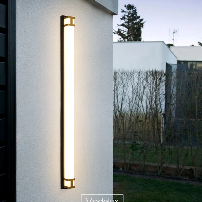 

LED Outdoor Wall Light Long Wall Light Modern Waterproof IP65 Porch Garden Wall Lamp villa Black gold color Sconce Luminaire