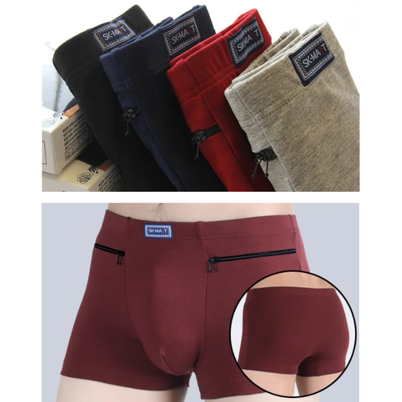 4pcs/lot Youpin Men's Underwear Cotton Double Pocket Zipper Anti-theft Panties Men Comfortable Breathable Winter Wear Male Boxer