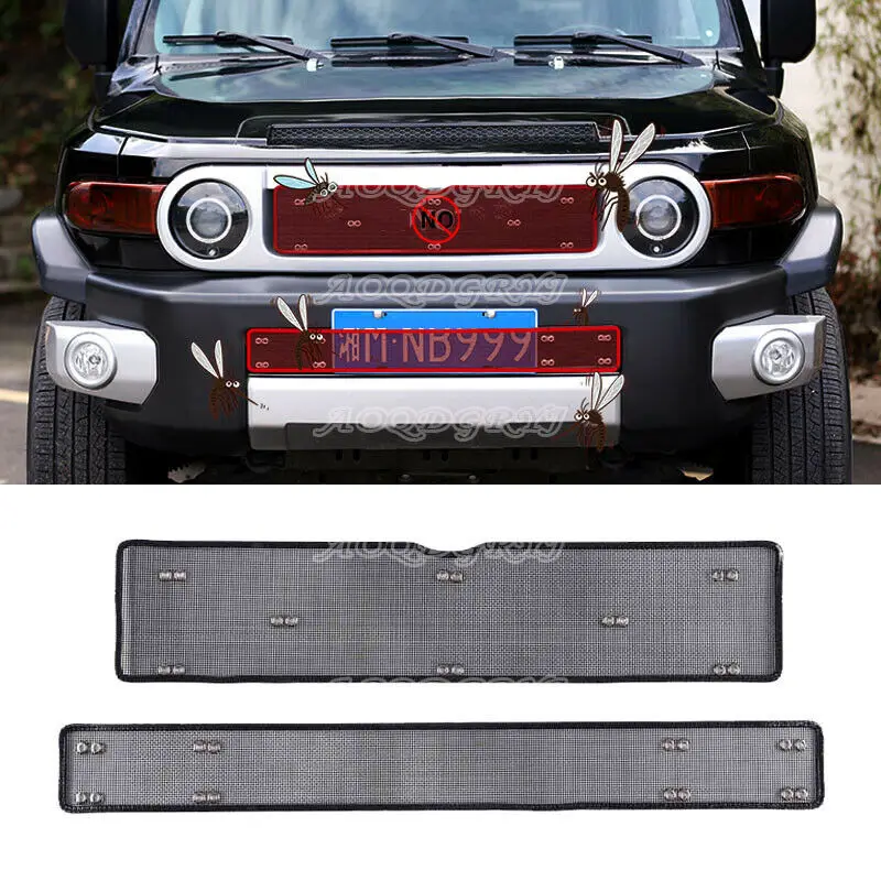 Fit For FJ Cruiser 2007-20 Stainless Steel Front Grille Bug Screen Steel Mesh Insect Radiator Guard Moulding Car Accessories 2P