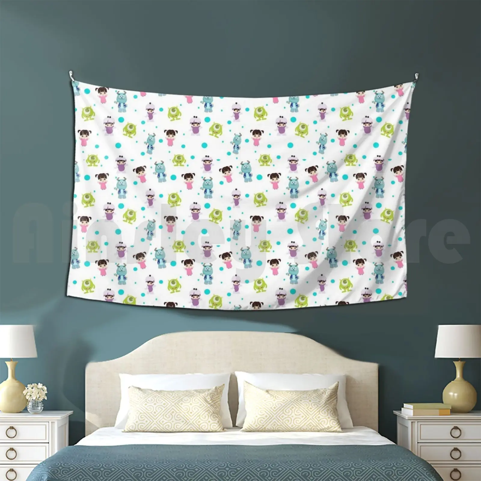 Monsters Pattern Tapestry Living Room Bedroom Monster Monsters Boo Scare Care Laugh Floor University Brothers Sulley