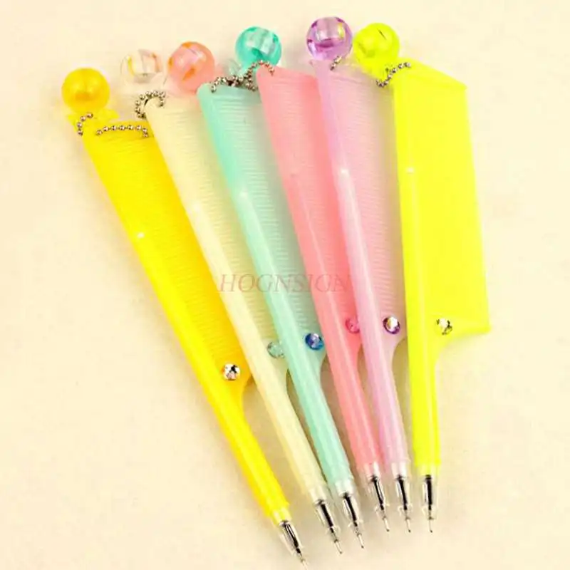 1pcs Luminous Comb Black Water Pen Cute Comb-Shaped Neutral Signature Pen Pen with Diamond Charm Neutral Pen