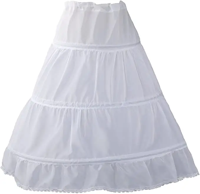 Sensual Looking Fancy Clingy Girls Petticoat 3 Hoops Full Slip Flower Girl Crinoline Skirt