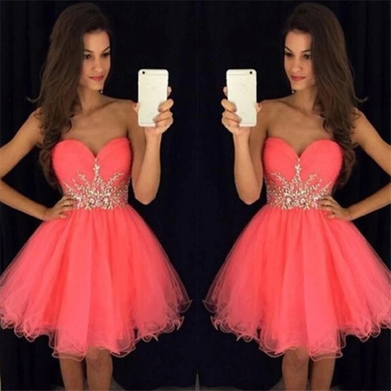 

Fashion Sweetheart Short Homecoming Dresses Vestidos de festa Sparkly Crystal Beading Junior Graduation Formal Party Gowns HOT