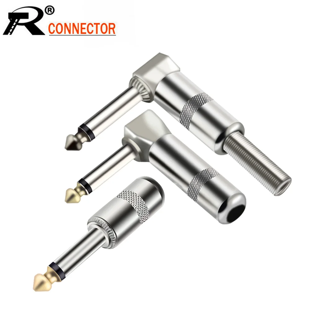 10pcs/lot 1/4 Inch Mono/Stereo Jack 6.35mm Male Plug Wire Connector Guitar Effect Pedal Microphone 6.3MM Plug Audio Connector