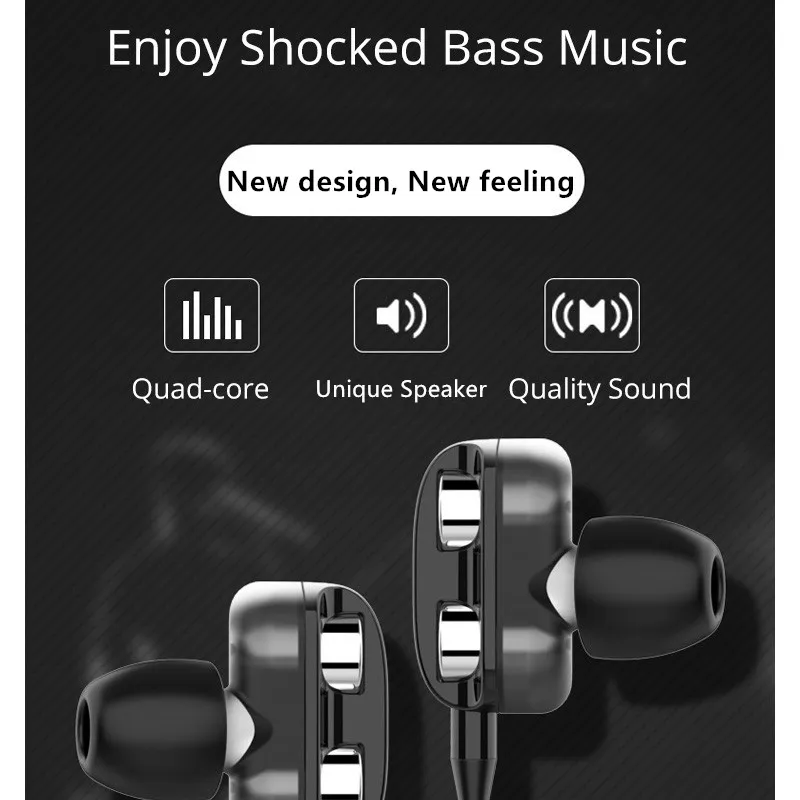 In Ear Wired Earphones Headset Gamer For iPhone Samsung PC 3.5mm Sports Headphones Dual Driver Stereo Handsfree With Mic Earbuds