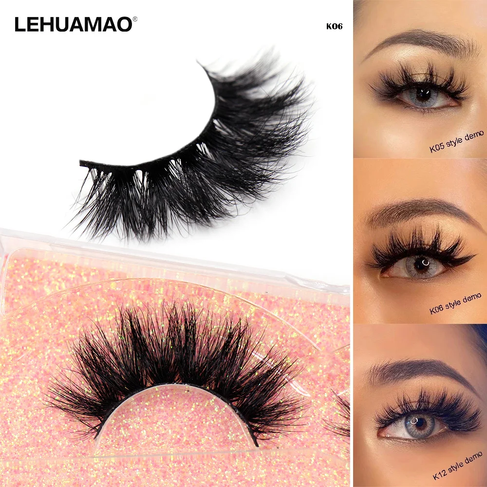 LEHUAMAO Lashes 3D Mink Eyelashes Fluffy Soft Wispy Volume Natural Long False Eyelashes Eye Lashes Reusable Eyelashs Makeup K06