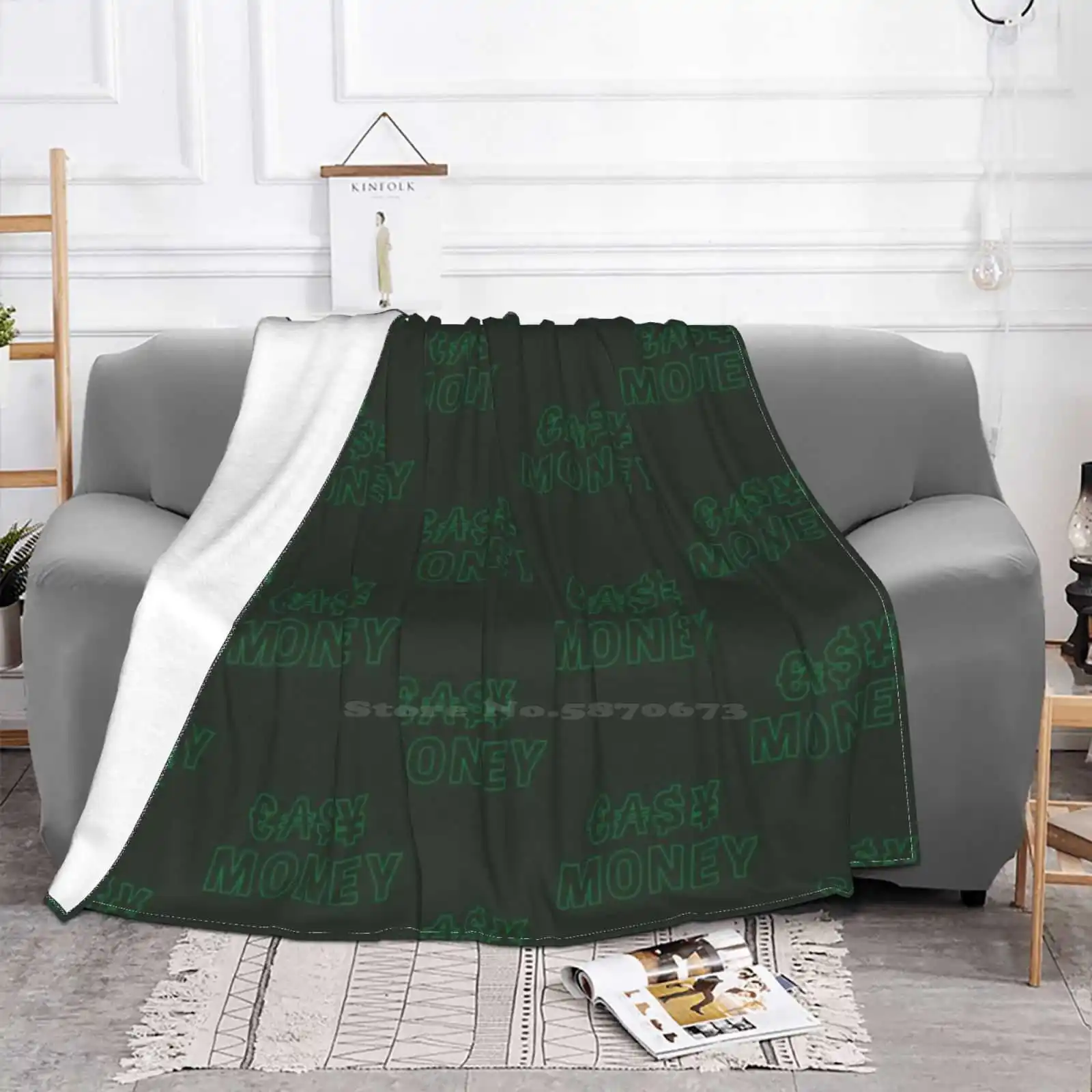 Easy Money Low Price New Print Novelty Fashion Soft Blanket Money Lifestyle Money Euro Dollar Yen Austral Rich Life Green