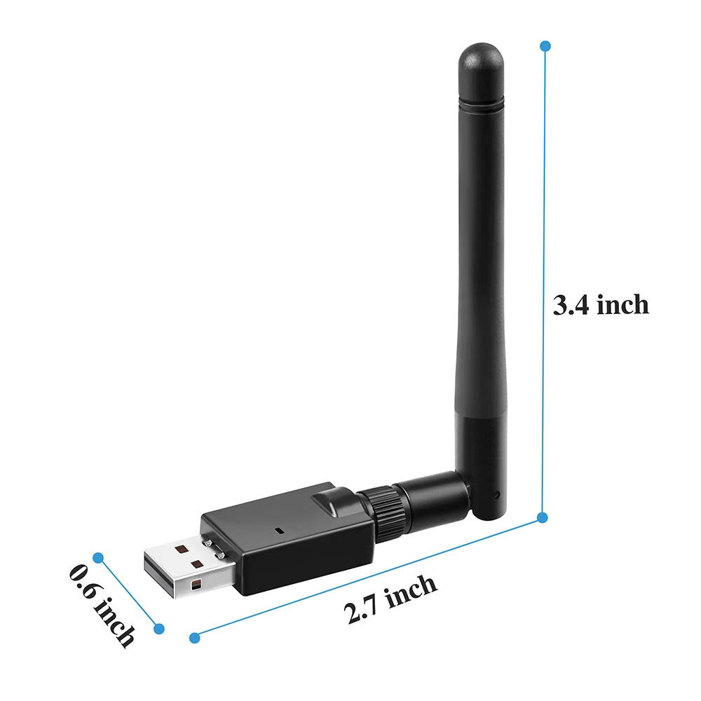 Dual-Band USB Wireless Network Card With Powerful 2DB External Antenna Compatible With Windows XP/Vista/7/8/10, Mac OS X WC600