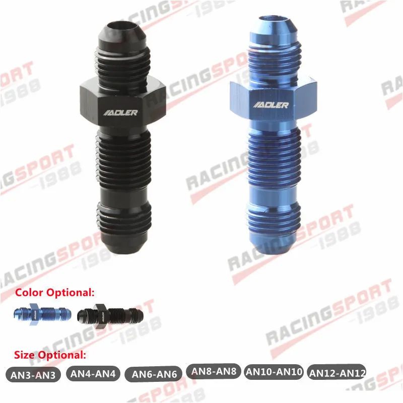 

AN3 4 6 8 10 12 Straight AN Male Bulkhead Fitting Adapter Black/Blue