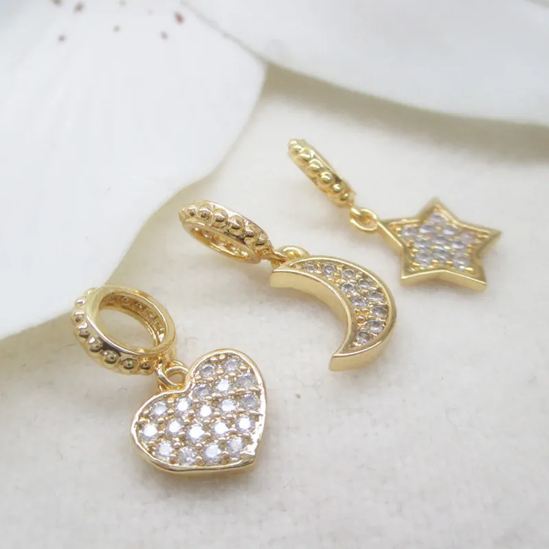 

925 Sterling Silver Female Earring DIY Jewelry Accessories Star Heart Pendant Charms Base Spacer Bead for Woman Bracelet Jewelry