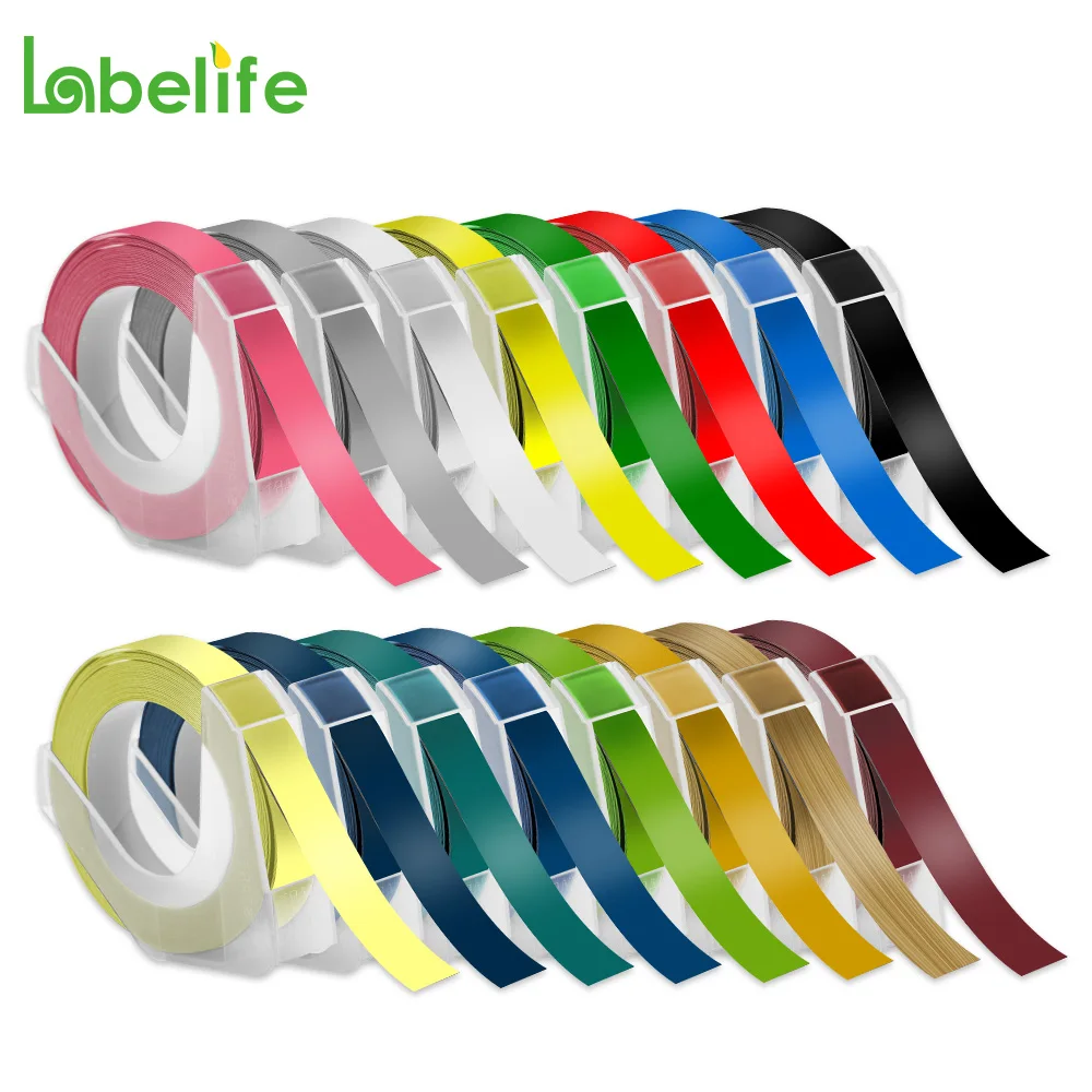 Labelife 1 Roll Dymo 3D Plastic Embossing Tape 9/12mm Compatible for PVC Label Maker DYMO 1610 12965 1880 1540 Motex E101