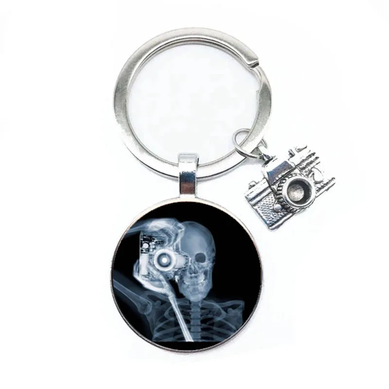 Nurse Keychain Alloy Camera Keychain Jewelry Glass Keychain Gift For Medical Lovers X-Ray Film Keychain Nurse Doctor Gift
