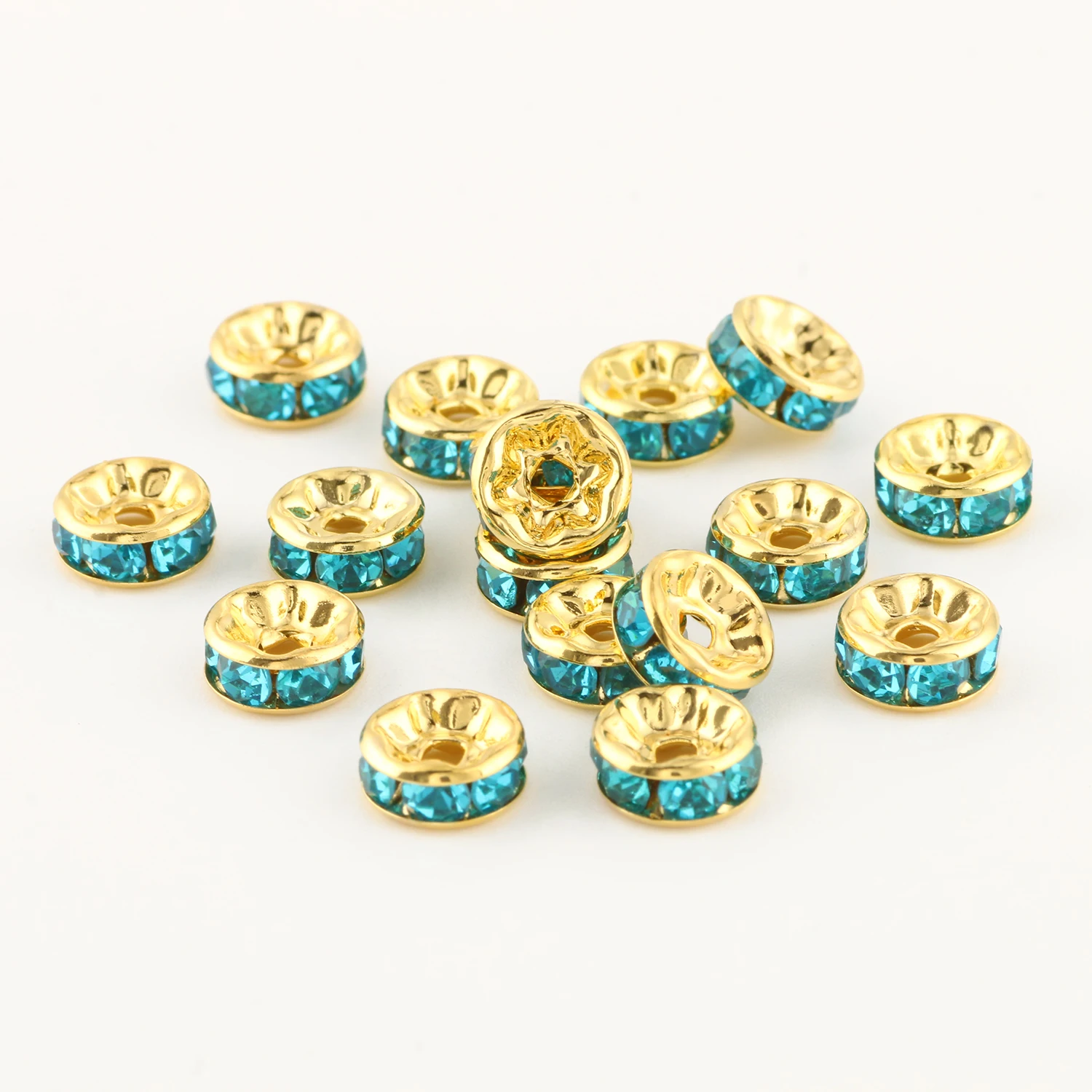 50 teil/los 6mm 8mm 10mm AB Farbe Strass Ball Form Lose Perlen Metall Kristall Perlen für schmuck Machen DIY Zubehör