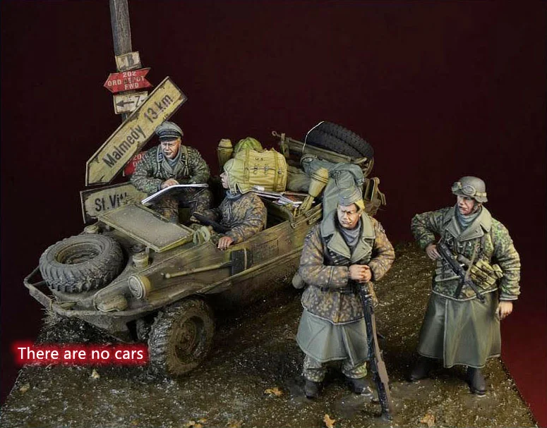 Figura modelo de resina 1/35 GK,4 figuras, no hay coches, kit sin montar y sin pintar