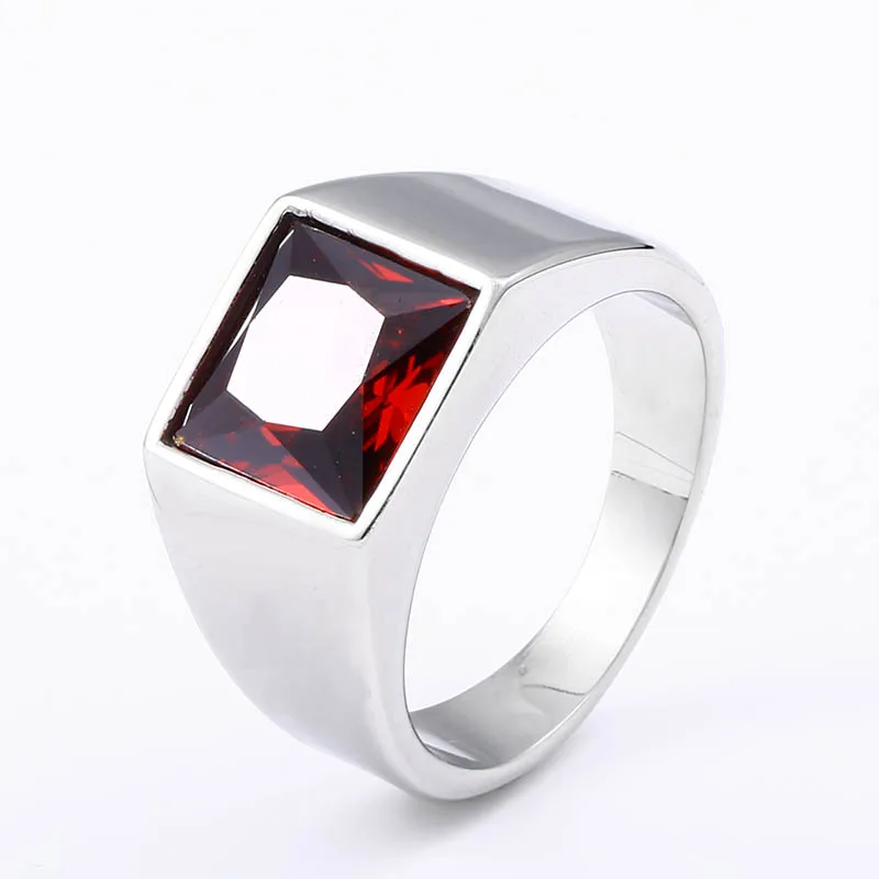 BEIER 316L stainless steel Fashion Inlaid Red/Blue/Black Stone Square Men and Women Ring Jewelry Gift LLBR8-701R