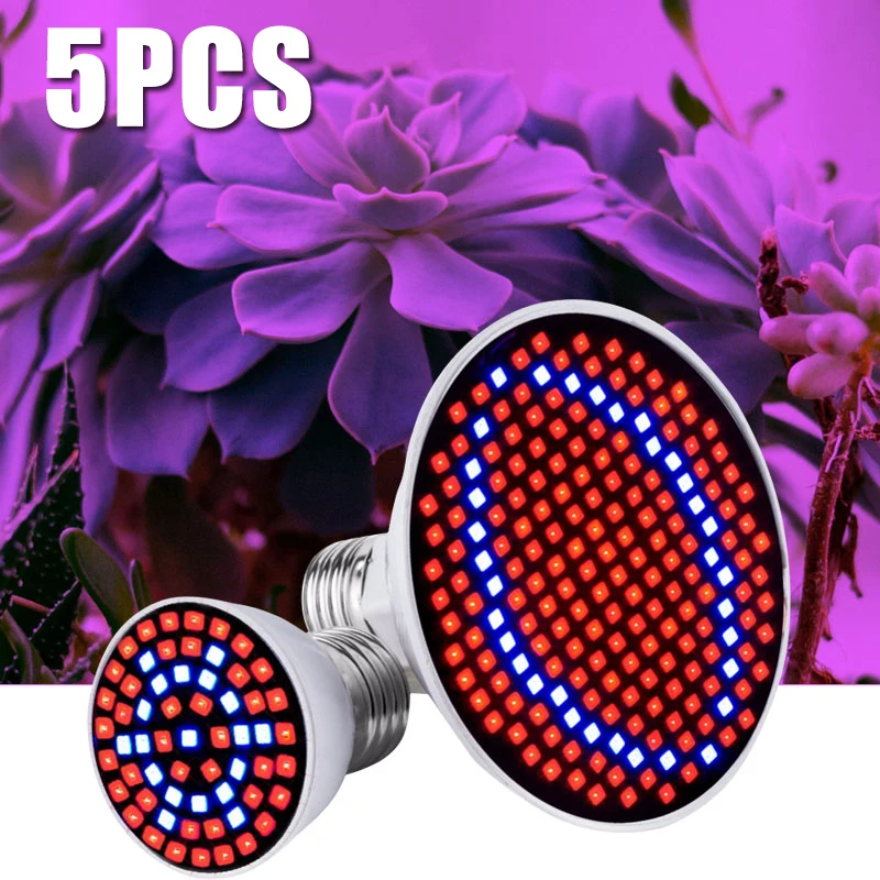 5Pcs/Lot Plant Grow Light Led Growth Lamp E27 AC85-265V 60Leds 200Leds 3W 7W Phyto Lamp for Indoor Plant Growth Full Spectrum